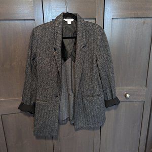 Old Navy Grey & Black Herringbone Boyfriend Blazer